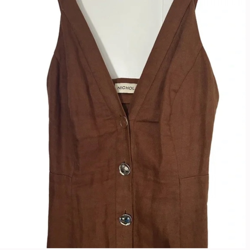 NICHOLAS Yasmine Linen Dress Brown Tobacco Maxi size 4 - Picture 4 of 10